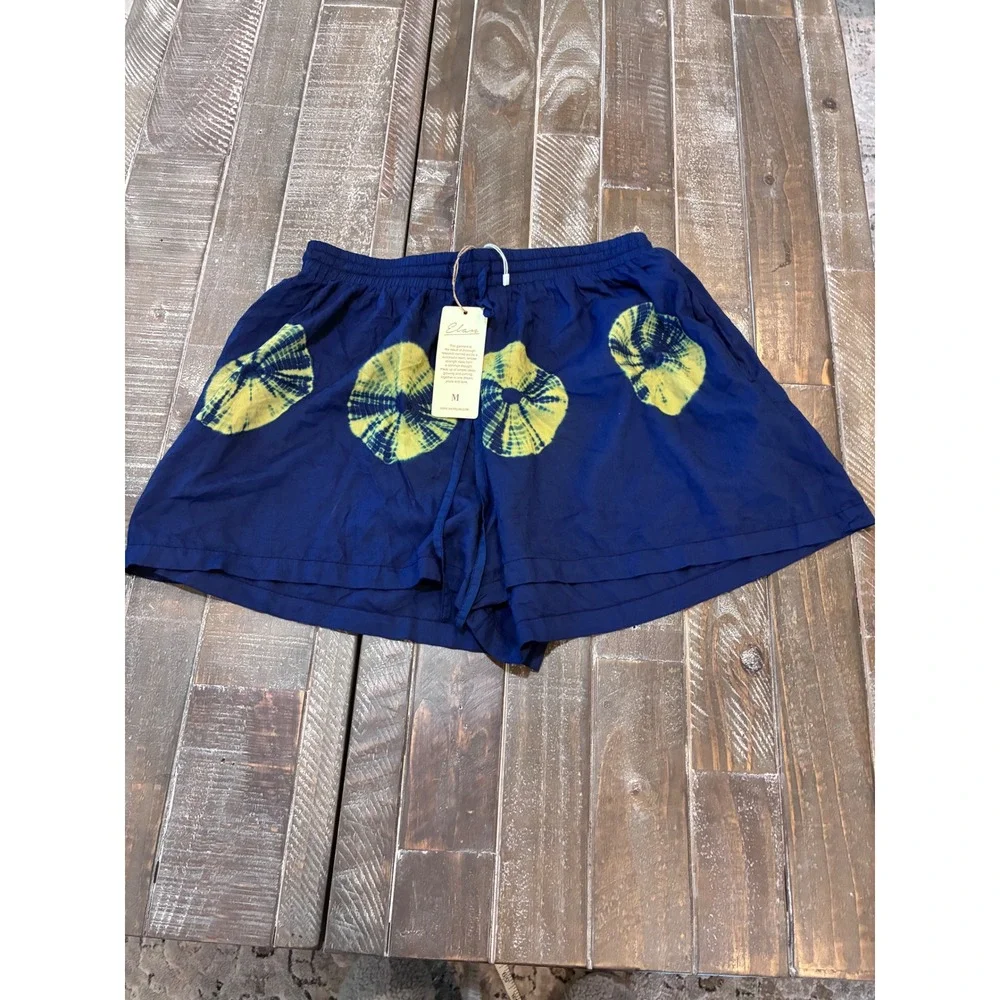 Elan Blue Tie‎ Dye Print Drawstring Waist Beach, Cozy Shorts Women's Size M